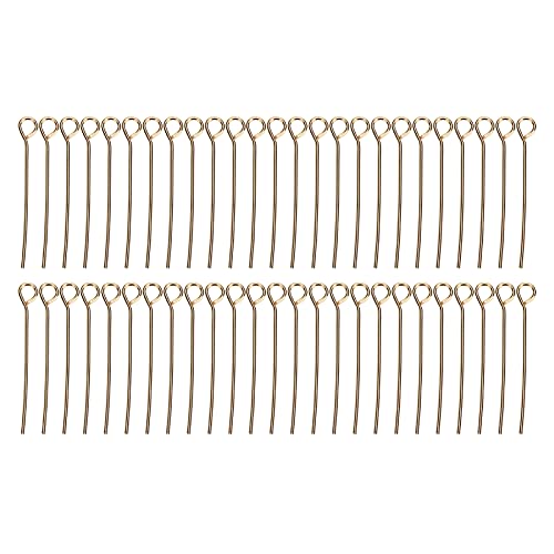 50pcs Gold Open Eye Pins for DIY Craft Bead Jewelry Pendant Making, 6 Sizes Alloy Material Accessory Supplies, sturdy and Safe (Gold 9-digit needle 30mm) von Bognajin