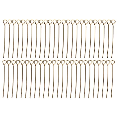 50pcs Gold Open Eye Pins for DIY Craft Bead Jewelry Pendant Making, 6 Sizes Alloy Material Accessory Supplies, sturdy and Safe (Gold 9-digit needle 35mm) von Bognajin