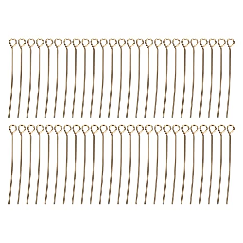 50pcs Gold Open Eye Pins for DIY Craft Bead Jewelry Pendant Making, 6 Sizes Alloy Material Accessory Supplies, sturdy and Safe (Gold 9-digit needle 40mm) von Bognajin