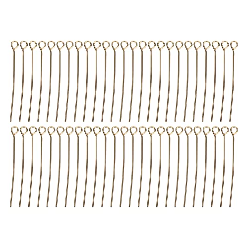 50pcs Gold Open Eye Pins for DIY Craft Bead Jewelry Pendant Making, 6 Sizes Alloy Material Accessory Supplies, sturdy and Safe (Gold 9-digit needle 45mm) von Bognajin