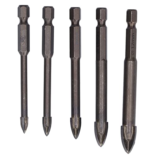 5pcs Cross Hex Bohrer Bits Carbid -Set, für Glasbeton -Keramikfliesenbohrungen, 1/4 -Zoll -Sechskant -Schaft, glattes schnelles Bohrerlebnis, 5 Größen erhältlich von Bognajin