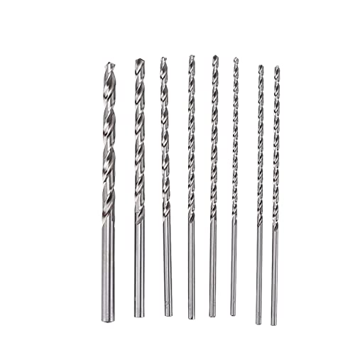 8pcs HSS Twist Bohrer -Bits Set, 4 mm 10 mm extra lang 200 mm, für Metallholzwerkzeuge, Kühlerbohrungen, runde Schaftdesign, silberne Farbe von Bognajin