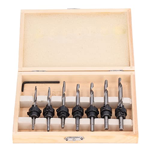 8pcs Tapered Countersink Bit -Schraubenscheibe, Hochgeschwindigkeitsstahl, Holzlochbohrungen, verstellbare Tiefenkragen, ein Bohrer für Wälder, Größen 5 12 mit Schraubenschlüssel von Bognajin