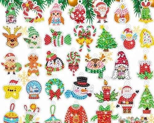 DIY Weihnachtsbaumanhä Nger Bogoro 38 StüCk 2024 Chinesisches Neujahr Hängende Dekorationen Set Fotorequisiten Diamond Painting Weihnachten Weihnachtsbaumschmuck Set von Bogoro