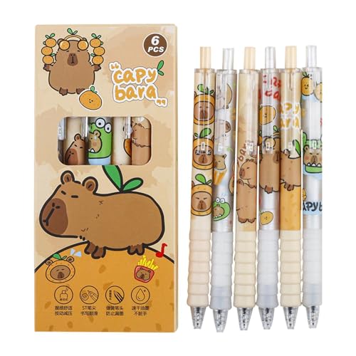 6 Stück Capybara Gelstift Niedlicher Capybara Kugelschreiber Stifte Capybara Gelstifte – Cartoon Capybara Löschbare Einziehbare Stifte Gelschreiber Set Löschbares Stiftset, Stifte Tintenstift 0,5-mm von Bohany