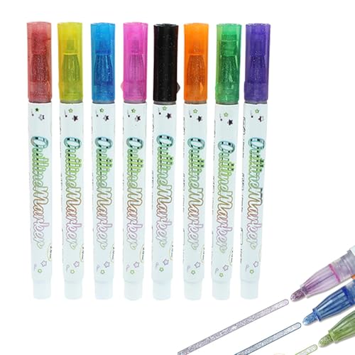 Bohany Outline-Farbstifte, Outline-Marker-Set - Craft Art Double Lines Pen Shimmer Markers 8 Farben | Zeichenstifte Zeichenmarker-Set, Malzubehör zum Ausmalen, Kritzeln, Weihnachten von Bohany