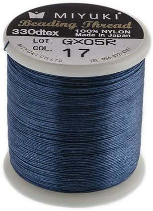 1 pcs Miyuki beading nylon pre-waxed thread 0.2 mm (B) x 50 m Dark Blue 17 von Bohemia Crystal Valley