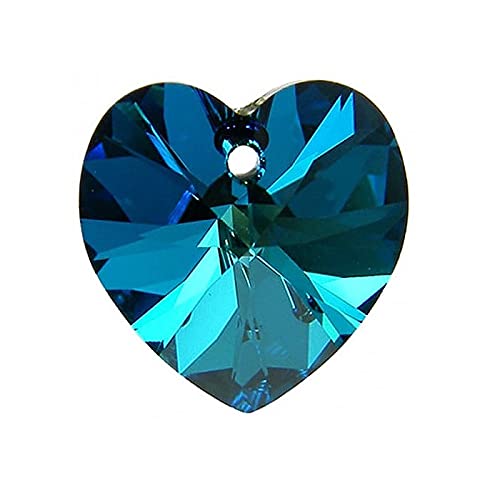 1 stk SWAROVSKI ELEMENTS pendant HEART 6228 crystal stone with hole, 14.4 x 14 mm Crystal Bermuda Blue (Swarovski-Elemente Anhänger Herz 6228 Kristallstein mit Loch Kristallblau) von Bohemia Crystal Valley