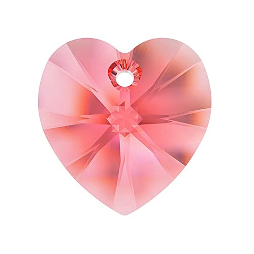 1 stk SWAROVSKI ELEMENTS pendant HEART 6228 crystal stone with hole, 14.4 x 14 mm Peach Rose (Swarovski-Elemente Anhänger Herz 6228 Kristallstein mit Loch Rosa) von Bohemia Crystal Valley