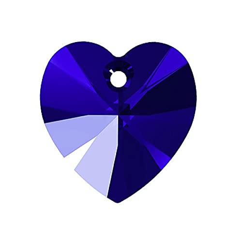 1 stk SWAROVSKI ELEMENTS pendant HEART 6228 crystal stone with hole, 18 x 17.5 mm Majestic Blue (Swarovski-Elemente Anhänger Herz 6228 Kristallstein mit Loch Blau) von Bohemia Crystal Valley