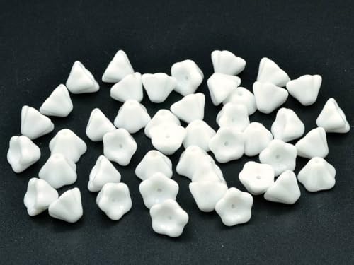 10 g (approx. 24 pcs) Bell Flower Beads, Chalk White (03000), Glass, Czech Republic von Bohemia Crystal Valley