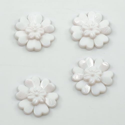 10 g (approx. 4 pcs) Vinatge Cabochon Flower, Chalk White (TE-FLOWERS), Glass, Czech Republic von Bohemia Crystal Valley