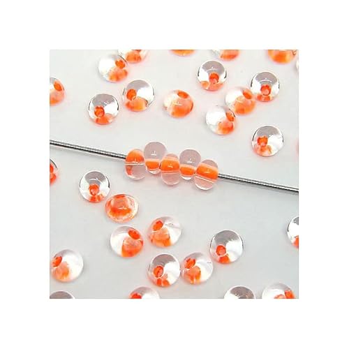 10 g PRECIOSA seed beads drops rocailles (like MAGATAMA beads), 5/0 (4.6 mm) crystal with neon orange inner line (Preciosa-Samenperlen fällt Rocailles (wie Magatama-Perlen) Kristallorange) von Bohemia Crystal Valley