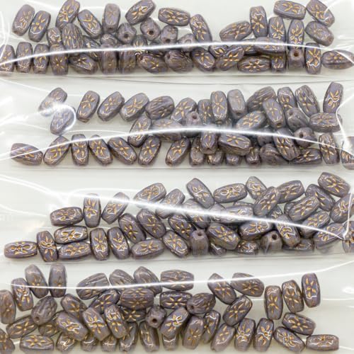 10 grams (approx. 49 pcs) Pressed Beads, 7 x 3 mm, Lavender Gold Lined (26013-54302), Glass, Czech Republic von Bohemia Crystal Valley