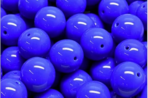 10 grams (approx. 5 pcs) Round Druck Beads, 12 x 12 mm, Opaque Blue (33050), Glass, Czech Republic von Bohemia Crystal Valley