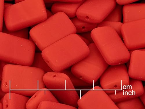 10 grams (approx. 6 pcs) Rectangle Beads, 15 x 10 mm, Opaque Orange Matte (93160-84110), Glass, Czech Republic von Bohemia Crystal Valley