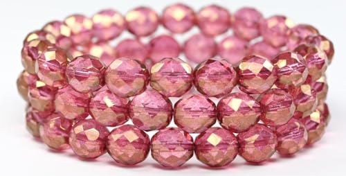 10 grams (approx. 9 pcs) Faceted Round Fire Polished Beads, 10 x 10 mm, Crystal Luster Red Full Coated (00030-14495), Glass, Czech Republic von Bohemia Crystal Valley