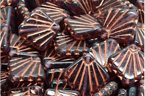 10 grams Diafan Beads, Amethyst Copper Lined (20060-54319), Glass, Czech Republic, 17 x 17 mm von Bohemia Crystal Valley