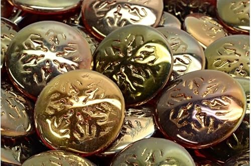 10 grams Snowflake Cabochon Beads, Ruby Red Crystal Bronze Capri (90080-22601), Glass, Czech Republic, 21 x 21 mm von Bohemia Crystal Valley