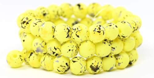 100 pcs Round Pressed Glass Beads Druck with big hole, 10 Camo 33207 (10-CAMO-33207), 10 mm, Glass, Czech Republic von Bohemia Crystal Valley