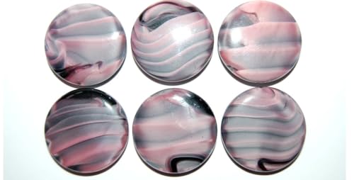 12 pcs Cabochon Round Flat Back, (), 24 mm, Glass, Czech Republic von Bohemia Crystal Valley