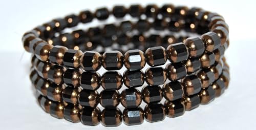 150 pcs 6-Cut Fire Polished Faceted Glass Beads, Black Bronze (23980-14415), 8 mm, Glass, Czech Republic von Bohemia Crystal Valley