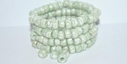 150 pcs Czech Glass Pressed Big Seed Beads Pony With Big Hole, White 15454 (2010 15454), 9 mm, Glass, Czech Republic von Bohemia Crystal Valley