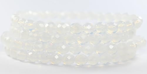 150 pcs Fire Polished Round Faceted Beads, Opal White (01000), 8 mm, Glass, Czech Republic von Bohemia Crystal Valley