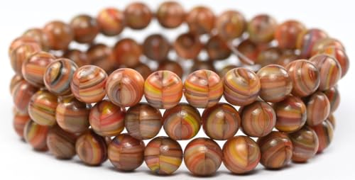 150 pcs Round Pressed Glass Beads Druck, Mixed Colors 2 (MIX-2), 8 mm, Glass, Czech Republic von Bohemia Crystal Valley