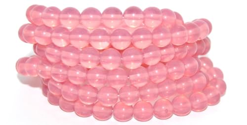 150 pcs Round Pressed Glass Beads Druck, Opal Pink (71010), 8 mm, Glass, Czech Republic von Bohemia Crystal Valley