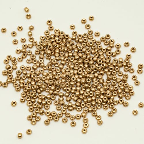 1800 pcs (20g) Preciosa Ornela Seed Beads 10/0 (2.3mm-0.8mm hole), Rocailles for embroidery, bracelets, DIY and other craft, (01710) Semi Matte Aztec Pale Gold von Bohemia Crystal Valley