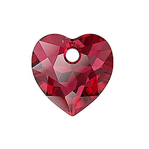 2 stk SWAROVSKI CRYSTALS pendant Heart Cut 6432 crystal stone with hole, 10.5 x 10.5 mm Scarlet Red (Swarovski-Kristalle Anhänger Herzschnitt 6432 Kristallstein mit Loch rot) von Bohemia Crystal Valley