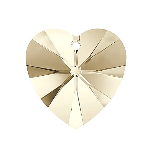 2 stk SWAROVSKI ELEMENTS pendant HEART 6228 crystal stone with hole, 10.3 x 10 mm Light Silk (Swarovski-Elemente Anhänger Herz 6228 Kristallstein mit Loch Hellbraun) von Bohemia Crystal Valley