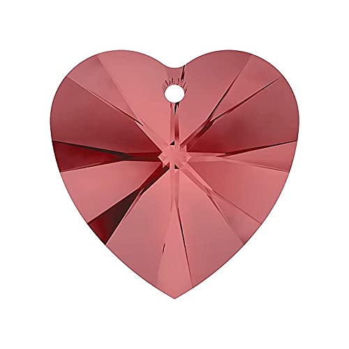 2 stk SWAROVSKI ELEMENTS pendant HEART 6228 crystal stone with hole, 10.3 x 10 mm Padparadscha (Swarovski-Elemente Anhänger Herz 6228 Kristallstein mit Loch Pink Rot) von Bohemia Crystal Valley