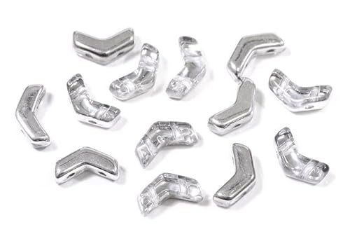 20pcs Pfeil 2-Loch-Perlen Ava Eva 5 x 8 mm, Kristallkristall Silber Halbbeschichtung (30-27001), Böhmisches Kristall Glas, Tschechien 11109035 Arrow 2-hole Beads Ava Eva von Bohemia Crystal Valley