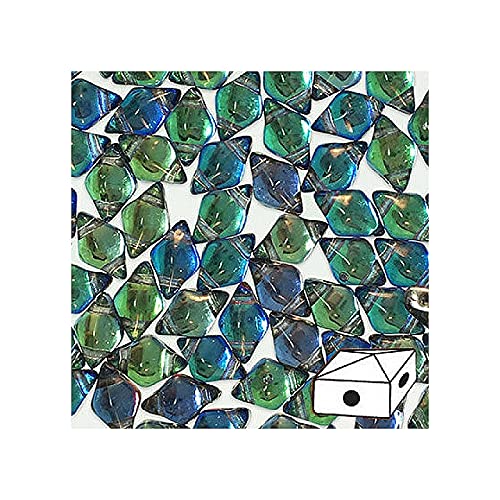 24 stk DIAMONDUO glass two-hole beads rhombus gemduo, 5 x 8 mm Prismatic Peacock (Diamonduo-Glas Zwei-Loch-Perlen Rhombus GEMDUO Prismatisch) von Bohemia Crystal Valley