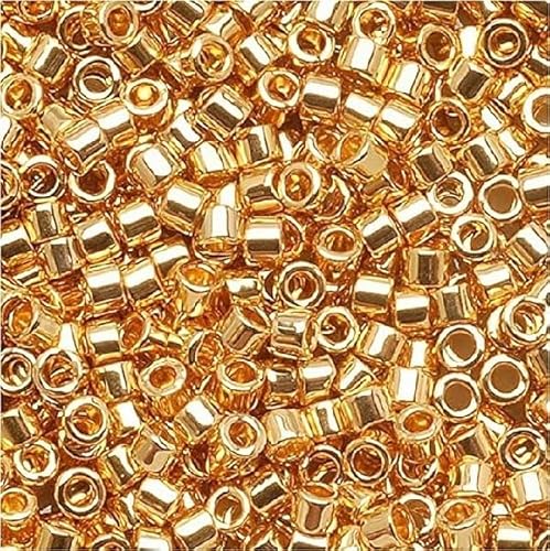 3 g Miyuki DELICA Seed Beads Rocailles, size 11/0, 24Kt Gold Plated (# DB0031), Japan, Glass von Bohemia Crystal Valley