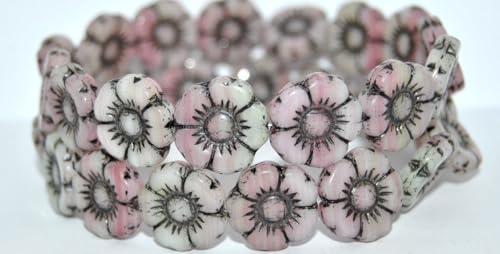 30 pcs Round Flat Flower Pressed Glass Beads, Apple Mixed Colors 43815 (APPLE-MIX-43815), 18 mm, Glass, Czech Republic von Bohemia Crystal Valley