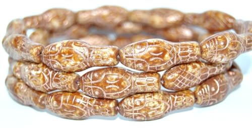 30 pcs Snake Head Pressed Glass Beads, White Stain Strong 54200 (2010 86805 54200), 30 x 12 mm, Glass, Czech Republic von Bohemia Crystal Valley