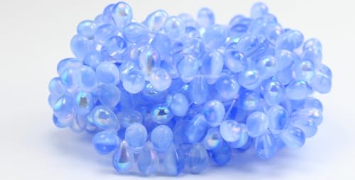 300 pcs Pear Drop Pressed Glass Beads, 10003006 Ab (010003006-AB), 6 x 9 mm, Glass, Czech Republic von Bohemia Crystal Valley