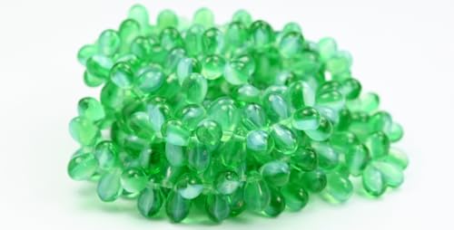 300 pcs Pear Drop Pressed Glass Beads, 100050500 (0100050500), 6 x 9 mm, Glass, Czech Republic von Bohemia Crystal Valley