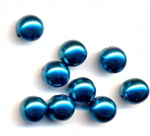 36 stk Imitation pearl glass beads round, 10 mm sea blue (Nachahmung Pearl Glasperlen rund Blau) von Bohemia Crystal Valley