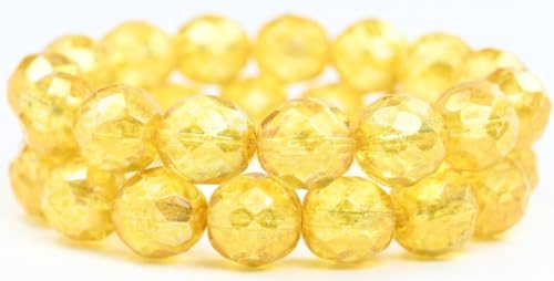 40 pcs Fire Polished Round Faceted Beads, Crystal Light Yellow (00030-34302), 12 x 12 mm, Glass, Czech Republic von Bohemia Crystal Valley