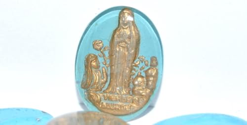 40 pcs Glass Cabochon with religious ornament, 7 (7), 20 x 15 mm, Glass, Czech Republic von Bohemia Crystal Valley