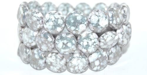 45 pcs Flat Round Coin Pressed Glass Beads, White Terracotta Copper (02010-15435), 15 x 5 mm, Glass, Czech Republic von Bohemia Crystal Valley