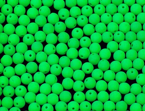 4650 pcs Set of 0.08-0.4in (2-10mm) Czech Round Druck Glass Beads with NEON coating (glow under UV), Green (25124) von Bohemia Crystal Valley