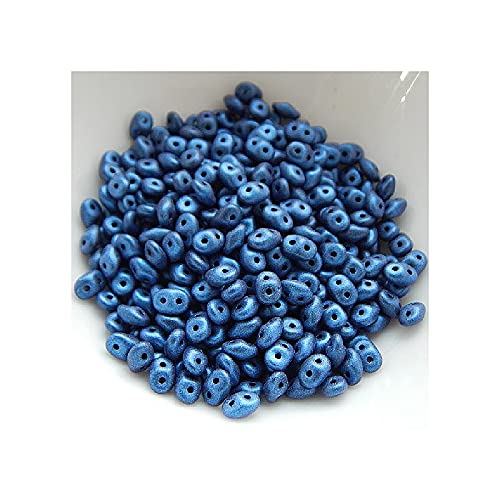 5 g Matubo Superduo 2-hole czech pressed glass beads, 2.5 x 5 mm metallic blue suede (Matubo Superduo 2-Loch Tscheche Glasperlen Blau metallisch) von Bohemia Crystal Valley