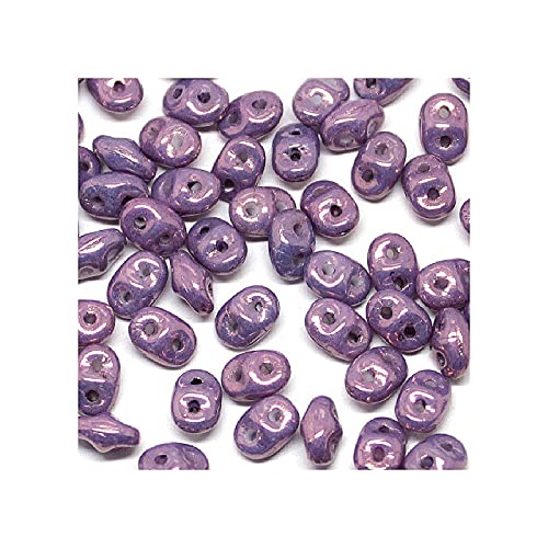 5 g Matubo Superduo 2-hole czech pressed glass beads, 2.5 x 5 mm metallic luster amethyst chalk (Matubo Superduo 2-Loch Tscheche Glasperlen Amethyst-Glanz.) von Bohemia Crystal Valley