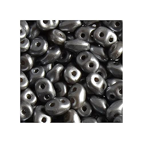 5 g Matubo Superduo 2-hole czech pressed glass beads, 2.5 x 5 mm pastel gray (Matubo Superduo 2-Loch Tscheche Glasperlen Pastellgrau) von Bohemia Crystal Valley