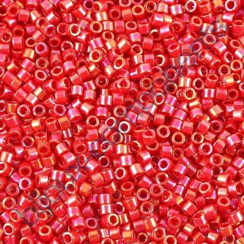 5 g Miyuki DELICA Seed Beads Rocailles, size 11/0, Opaque Red Ab (# DB0162), Japan, Glass von Bohemia Crystal Valley